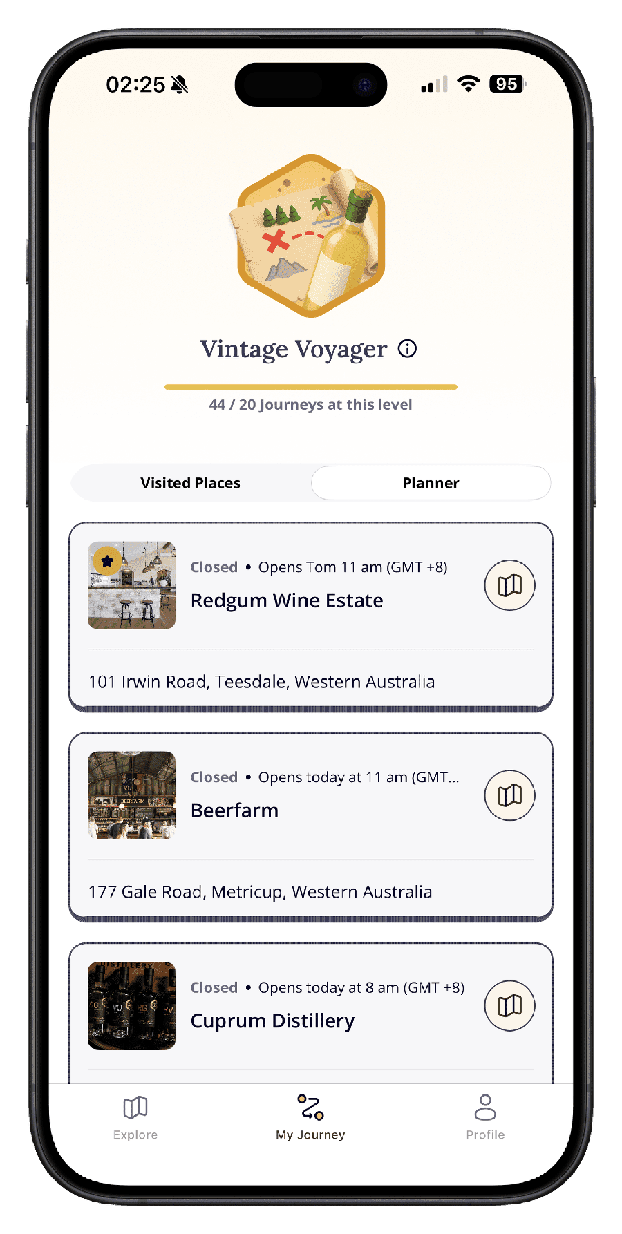 Jedhi venue detail screen with Navigate button